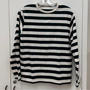 Uniqlo Green and White Striped Shirt
